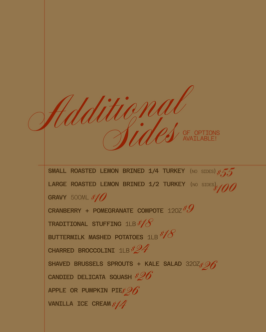 THANKSGIVING SIDES 2025 - PRE-ORDER (PICK-UP/DELIVERY OCTOBER 11TH)